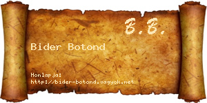 Bider Botond névjegykártya